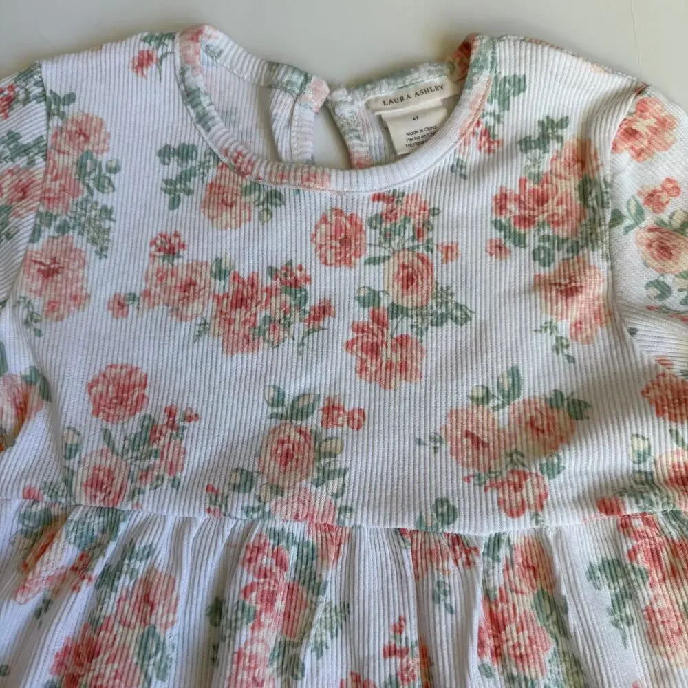 Laura Ashley Girls Ribbed Floral Cotton Dress 4T - Picture 5 of 11